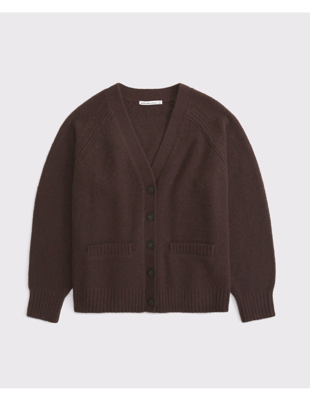 Abercrombie & Fitch Chocolate Brown Dad V‑Neck Button Cardigan